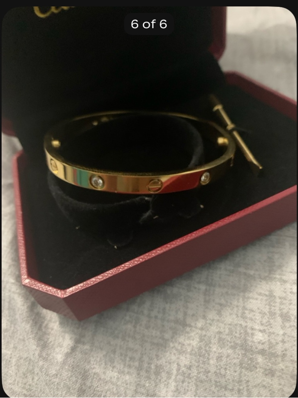 Gold Screw in Motif Bangle with tiny Jewelry Accents 17 cm